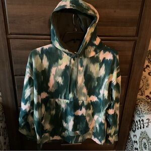 Green and White Tie-Dye Hoodie